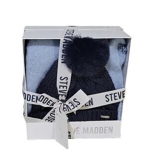 Steve Madden Hat & Scarf Set, Blue, NEW
